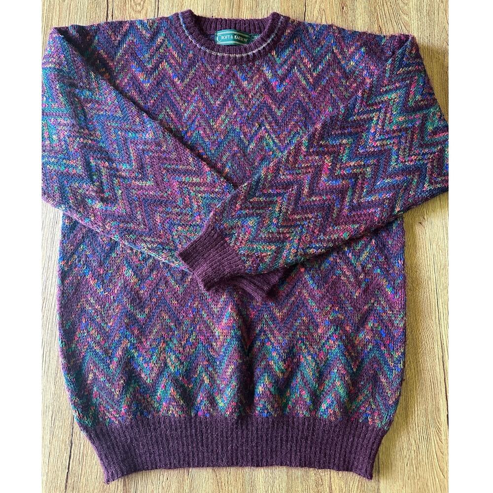 Croft & Barrow Vtg Multi Color Patterned Chunky C… - image 1